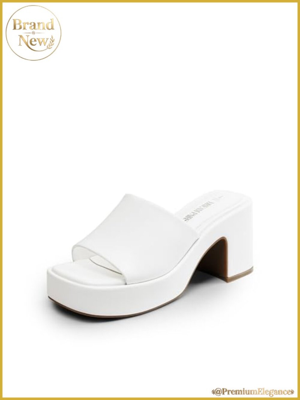 Women's Chunky Mule Heel Sandals Square Toe Slip-On Vegan Leather